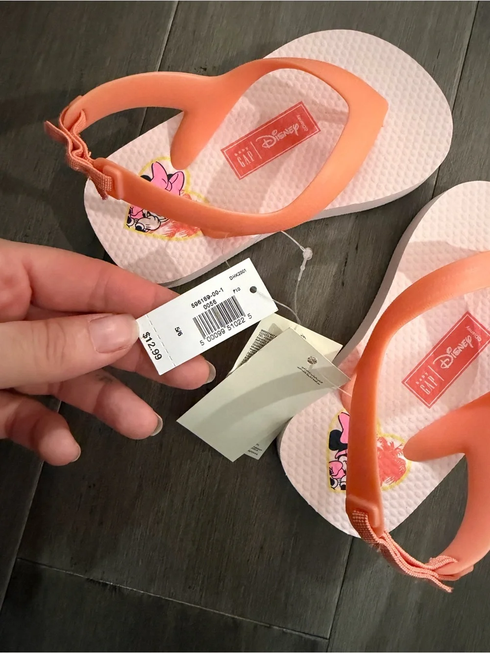 GAP Girls' Pink Footbed with Coral Straps Flip Sandals